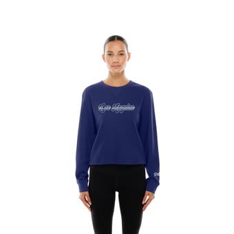 Women's New Era Royal Los Angeles Dodgers Fan Collection Micro Thermal Boxy Long Sleeve T-Shirt