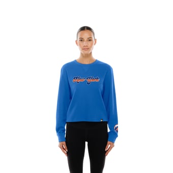 Women's New Era Royal New York Mets Fan Collection Micro Thermal Boxy Long Sleeve T-Shirt
