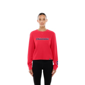 Women's New Era Red Philadelphia Phillies Fan Collection Micro Thermal Boxy Long Sleeve T-Shirt