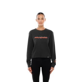 Women's New Era Black San Francisco Giants Fan Collection Micro Thermal Boxy Long Sleeve T-Shirt