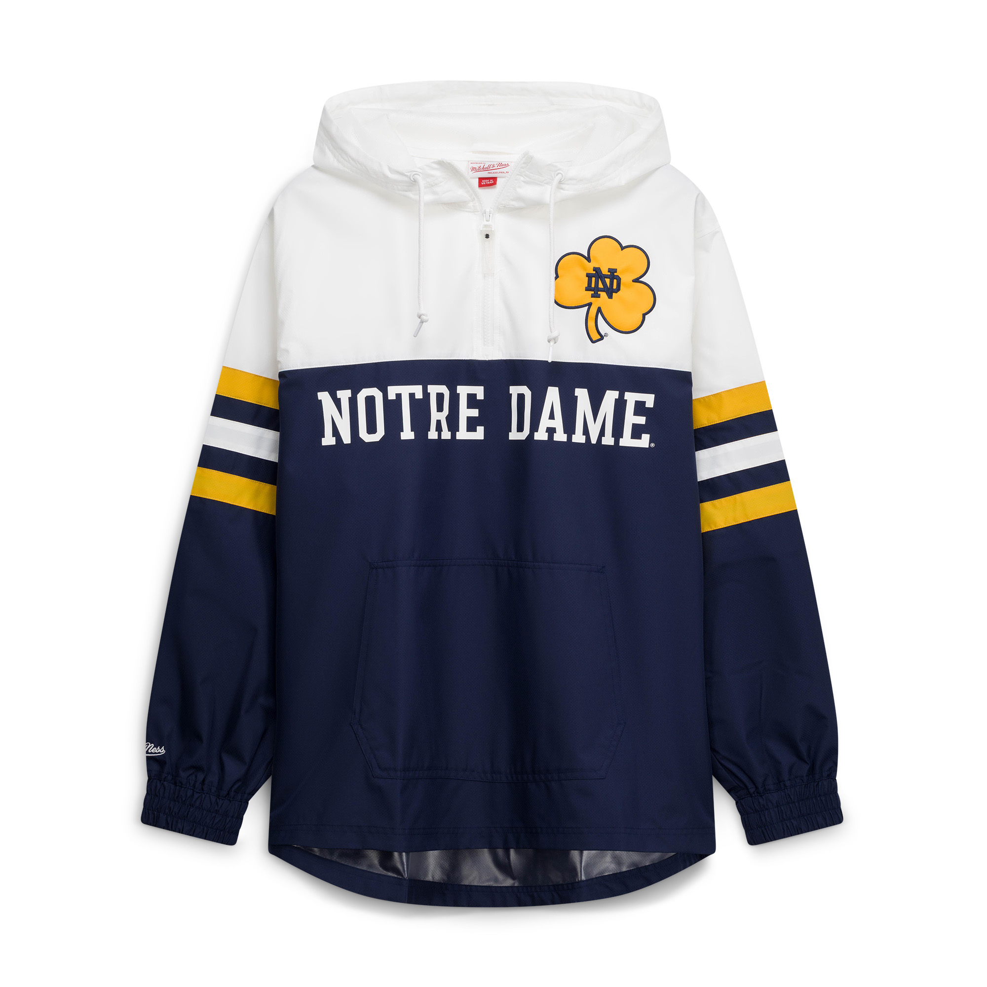 Men's Mitchell & Ness  Navy Notre Dame Fighting Irish Head Coach Lightweight Anorak Half-Zip Windbreaker