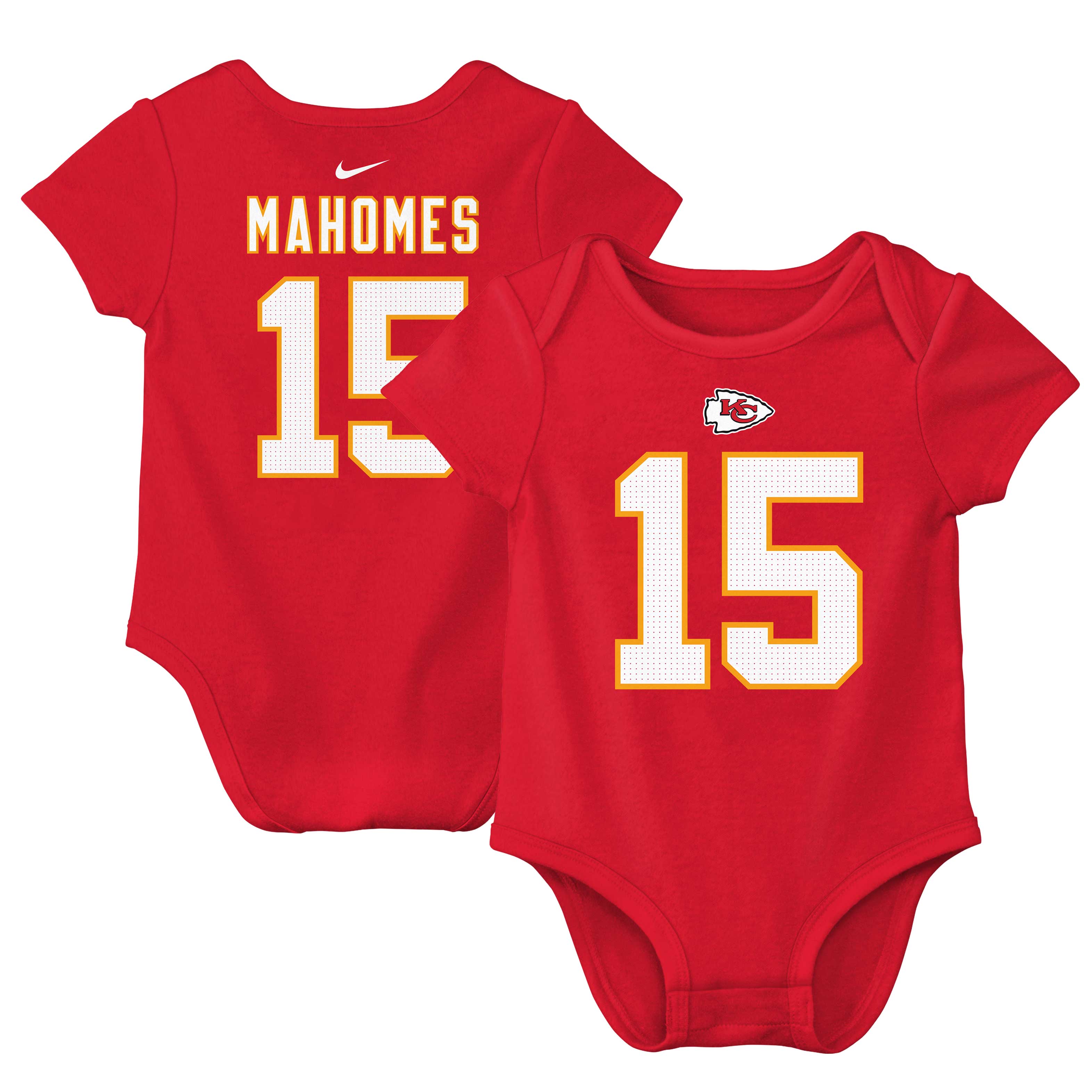 Infant Nike Patrick Mahomes Red Kansas City Chiefs Name & Number Bodysuit