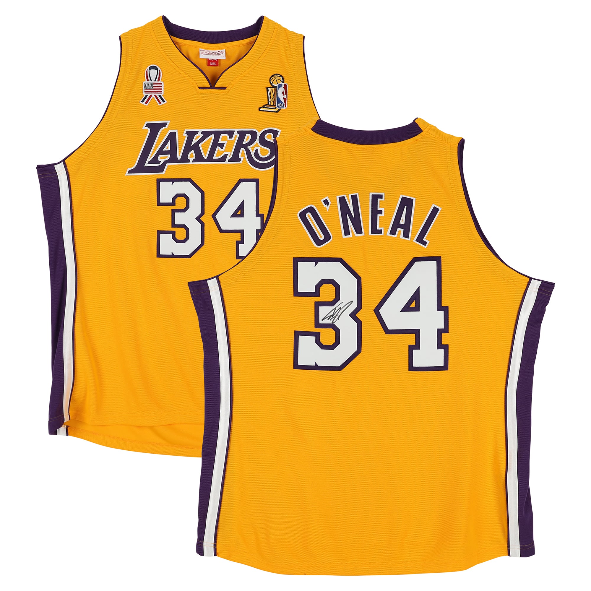 Shaquille O'Neal Los Angeles Lakers Autogramm Gold Mitchell & Ness 2001-02 Authentic Jersey