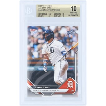 Gleyber Torres Detroit Tigers 2025 Topps Now 2025 MLB All-Star Game Selection - AL #ASG-GT BGS Authenticated 10 Card - 9.5,10,10,10 Subgrades