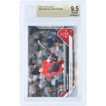 Marcelo Mayer Boston Red Sox 2025 Topps Now Connects For 1st Career HR at Yankee Stadium #266 BGS Authenticated 9.5 Rookie Card
