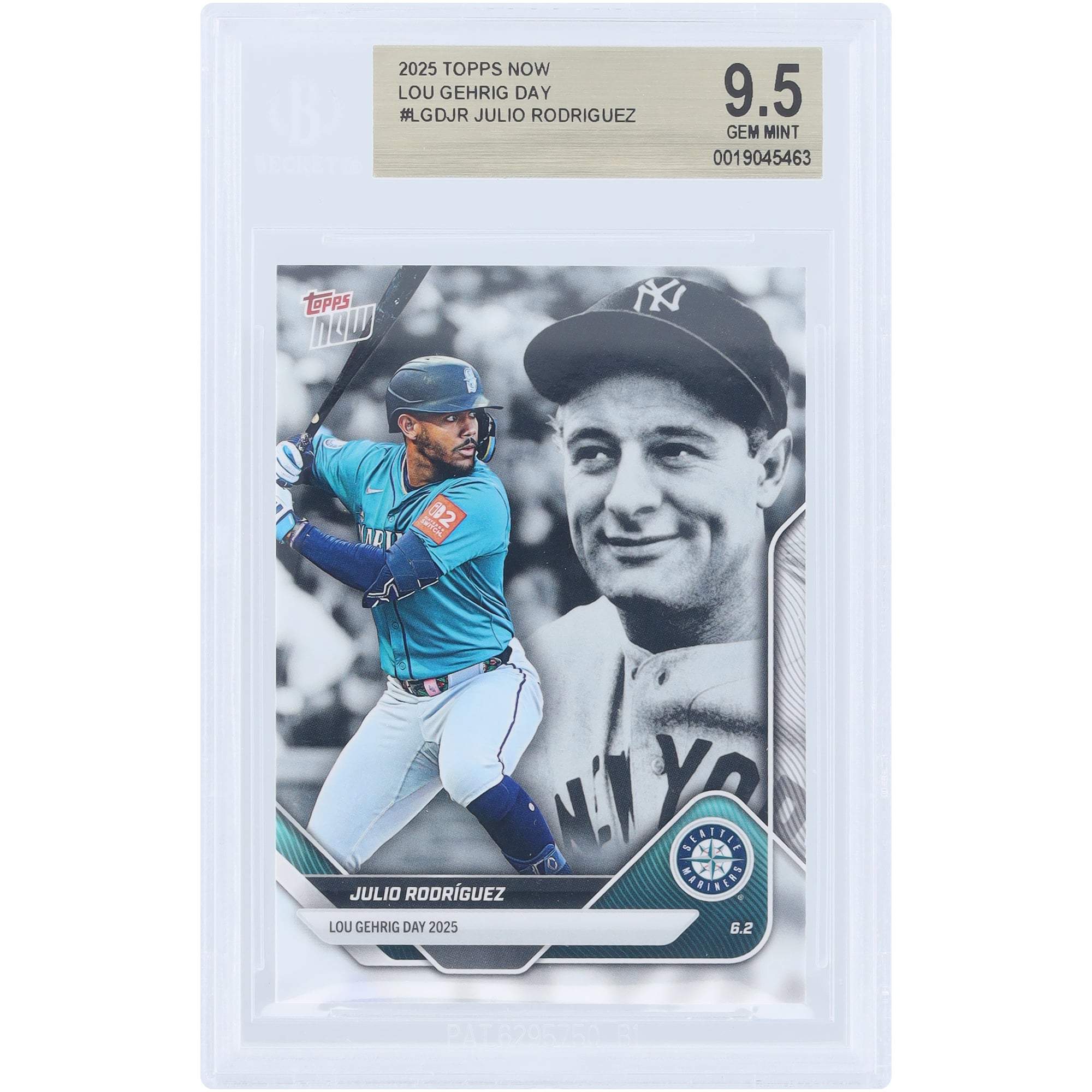 Julio Rodriguez Seattle Mariners 2025 Topps Now Lou Gehrig Day #LGD-JR BGS Authenticated 9.5 Card. rookie card picture