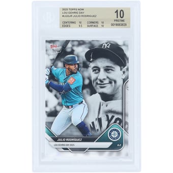 Julio Rodriguez Seattle Mariners 2025 Topps Now Lou Gehrig Day #LGD-JR BGS Authenticated 10 Card - 10,10,9.5,10 Subgrades