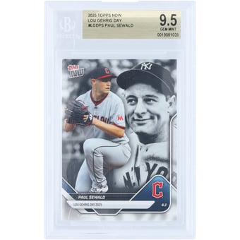 Paul Sewald Cleveland Guardians 2025 Topps Now Lou Gehrig Day #LGD-PS BGS Authenticated 9.5 Card