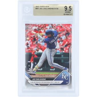 Jac Caglianone Kansas City Royals 2025 Topps Now Call Up Club Top Prospect Rips RBI Double for 1st MLB Hit #262 BGS Authenticated 9.5 Card