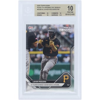 Liover Peguero Pittsburgh Pirates 2025 Topps Now 15th Player in Pirates History with 3-HR Game #ODB16 BGS Authenticated 10 Card - 10,10,10,9.5 Subgrades