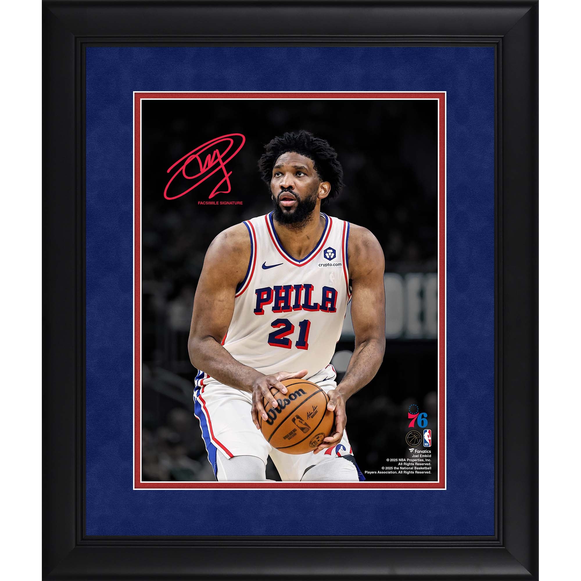Joel Embiid Philadelphia 76ers Facsimile Signature Framed 11" x 14" Spotlight Photograph