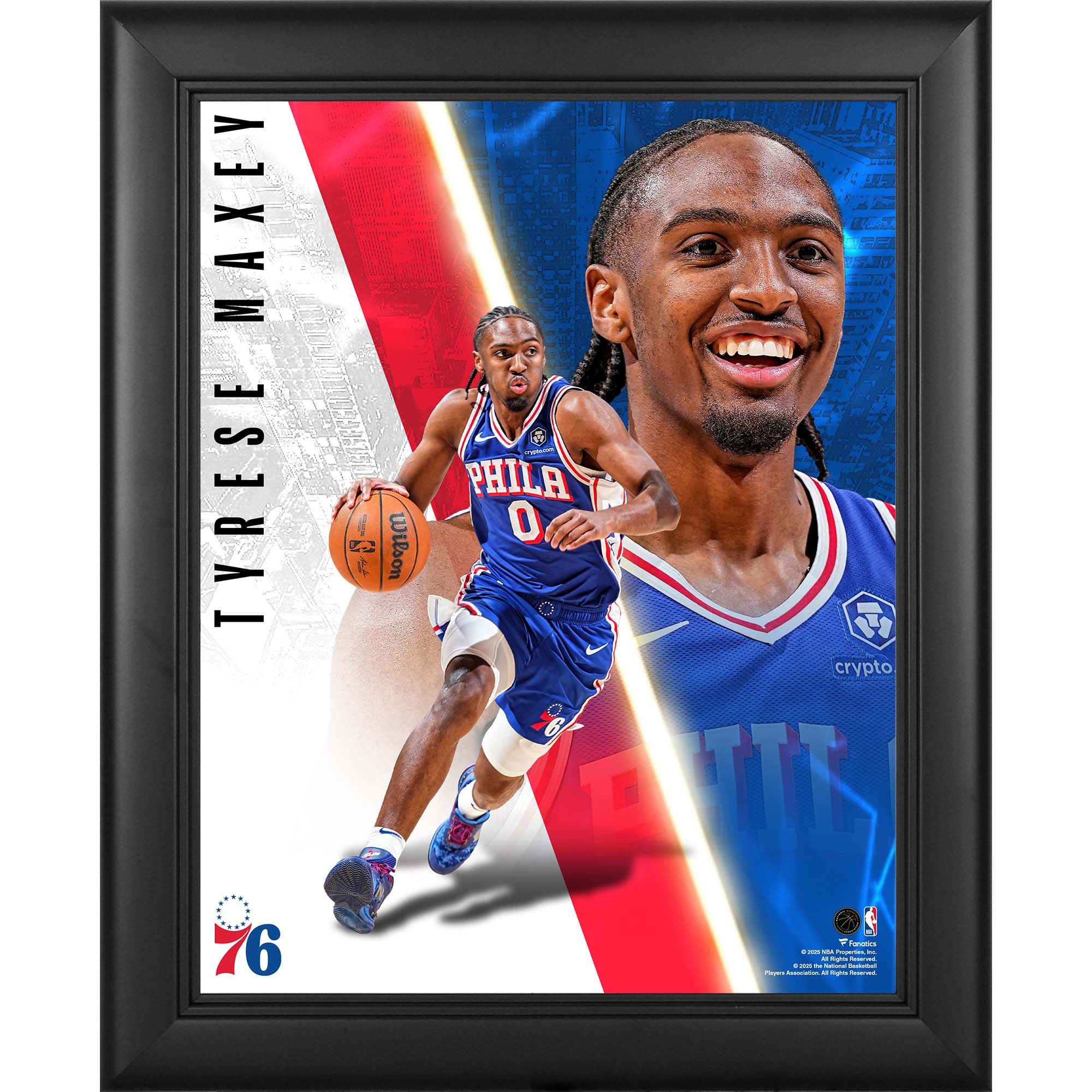Tyrese Maxey Philadelphia 76ers Framed 13" x 16" Radiance Collage