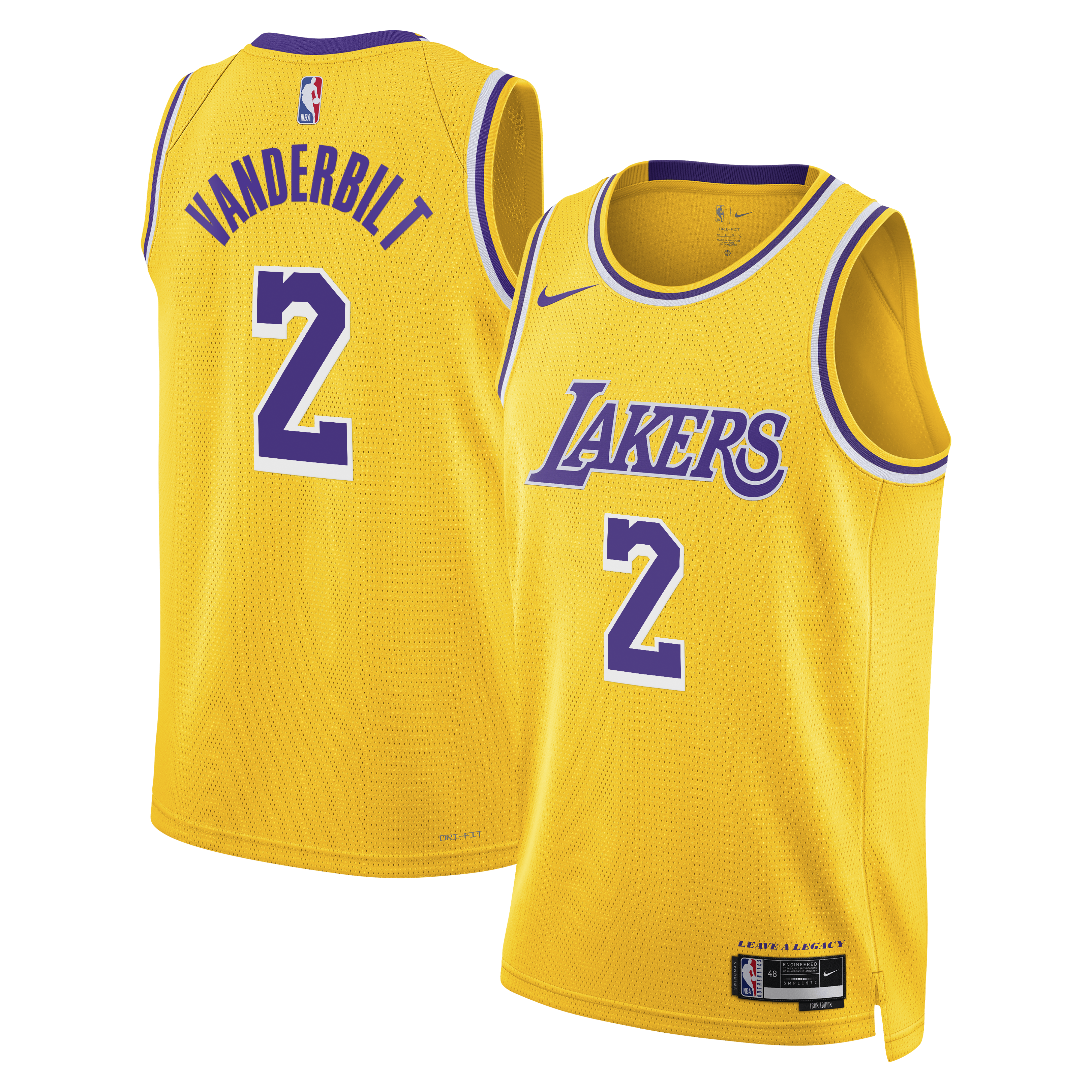 Los Angeles Lakers Nike Icon Edition Swingman-Trikot – Gold – Jarred Vanderbilt – Unisex