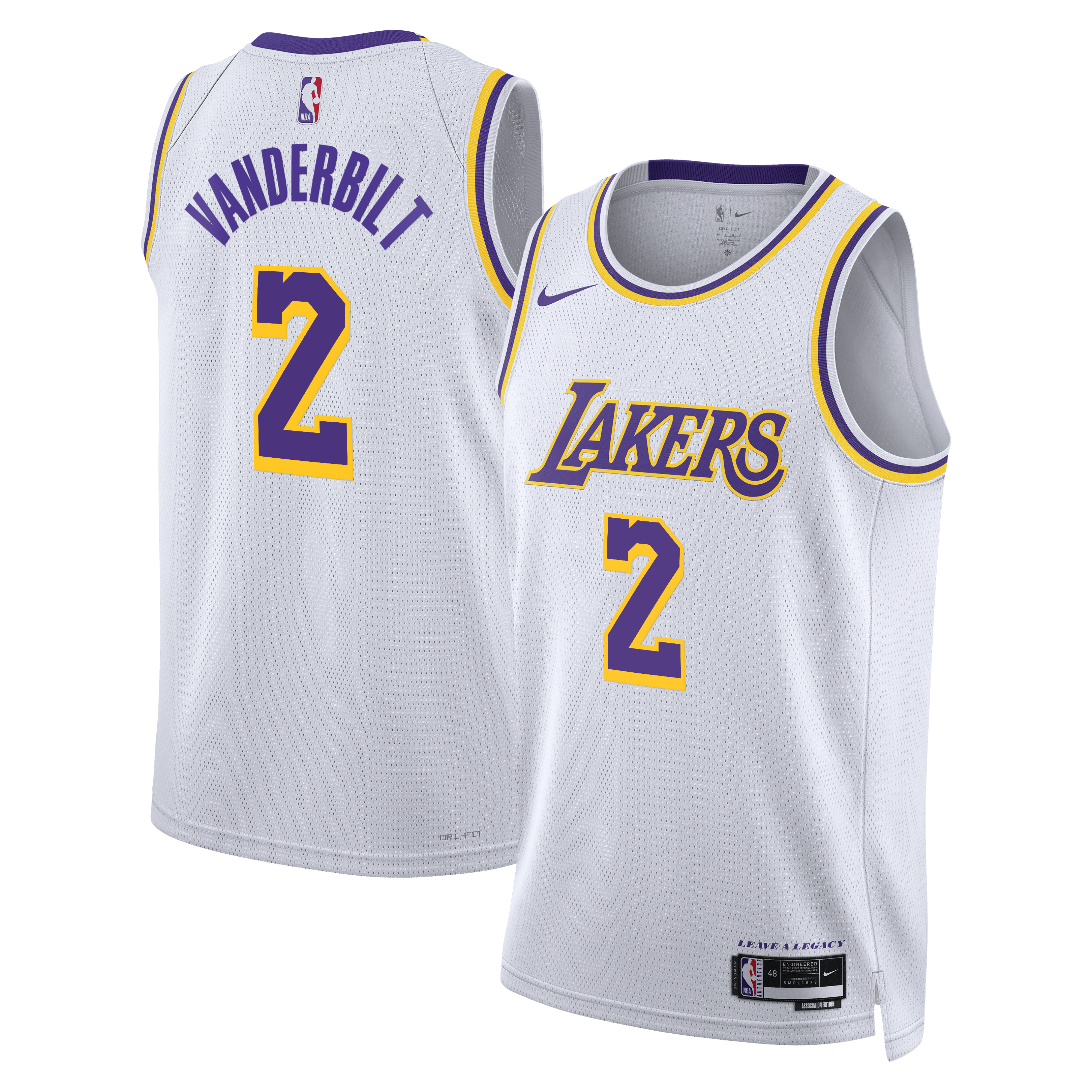 Los Angeles Lakers Nike Association Edition Swingman-Trikot – Weiß – Jarred Vanderbilt – Unisex