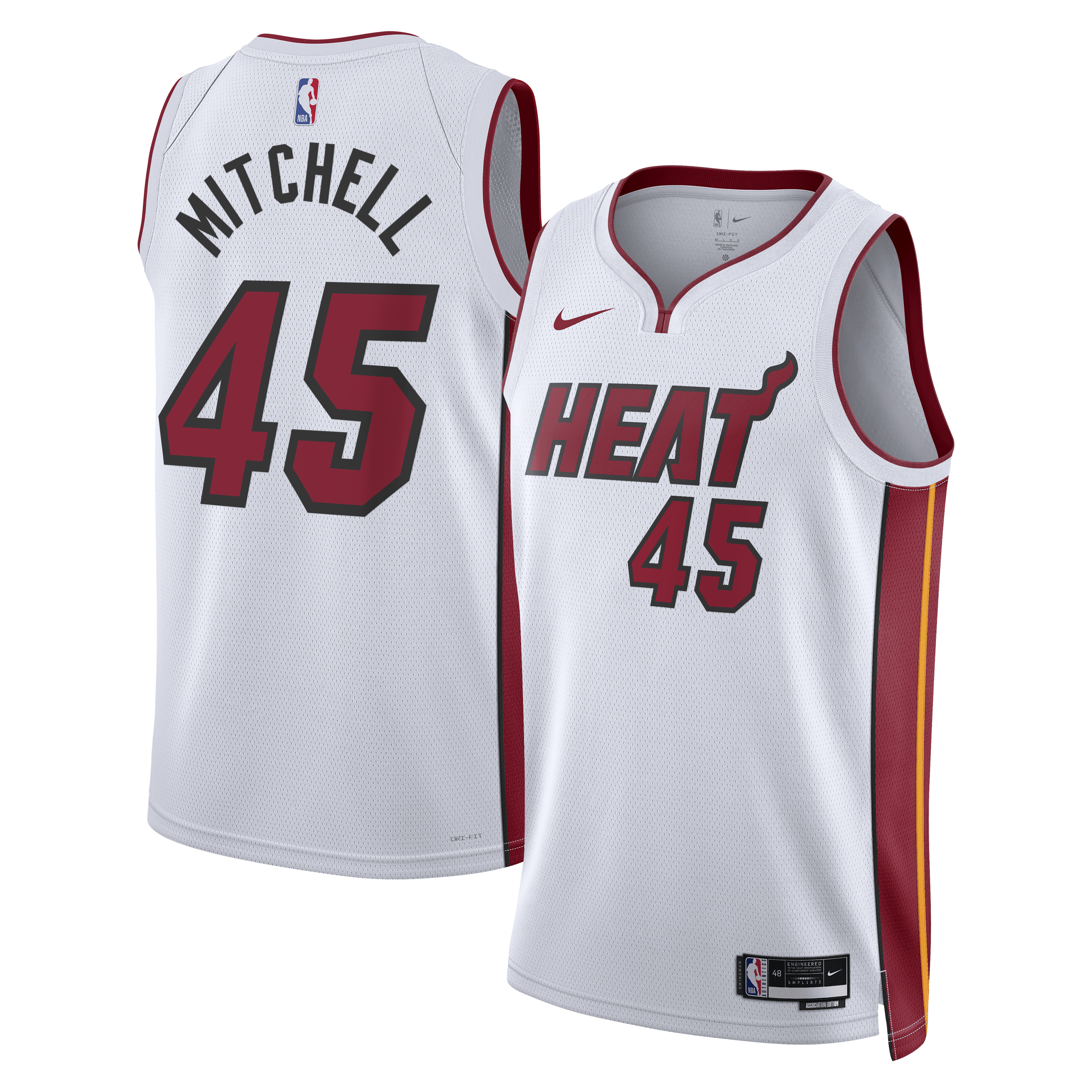 Miami Heat Nike Association Edition Swingman-Trikot – Weiß – Davion Mitchell – Unisex
