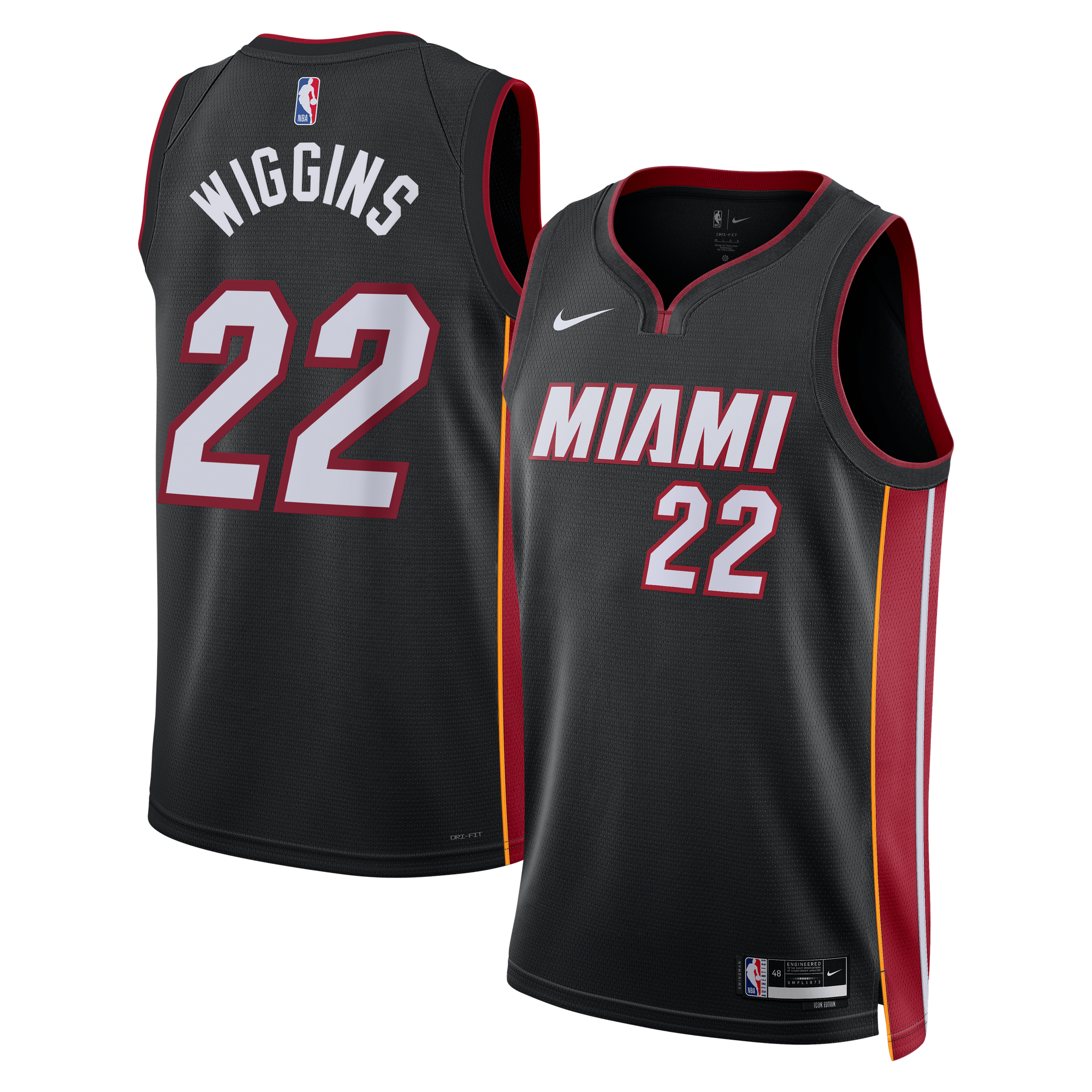 Camiseta Nike Icon Edition Swingman de los Miami Heat - Negra - Andrew Wiggins - Unisex
