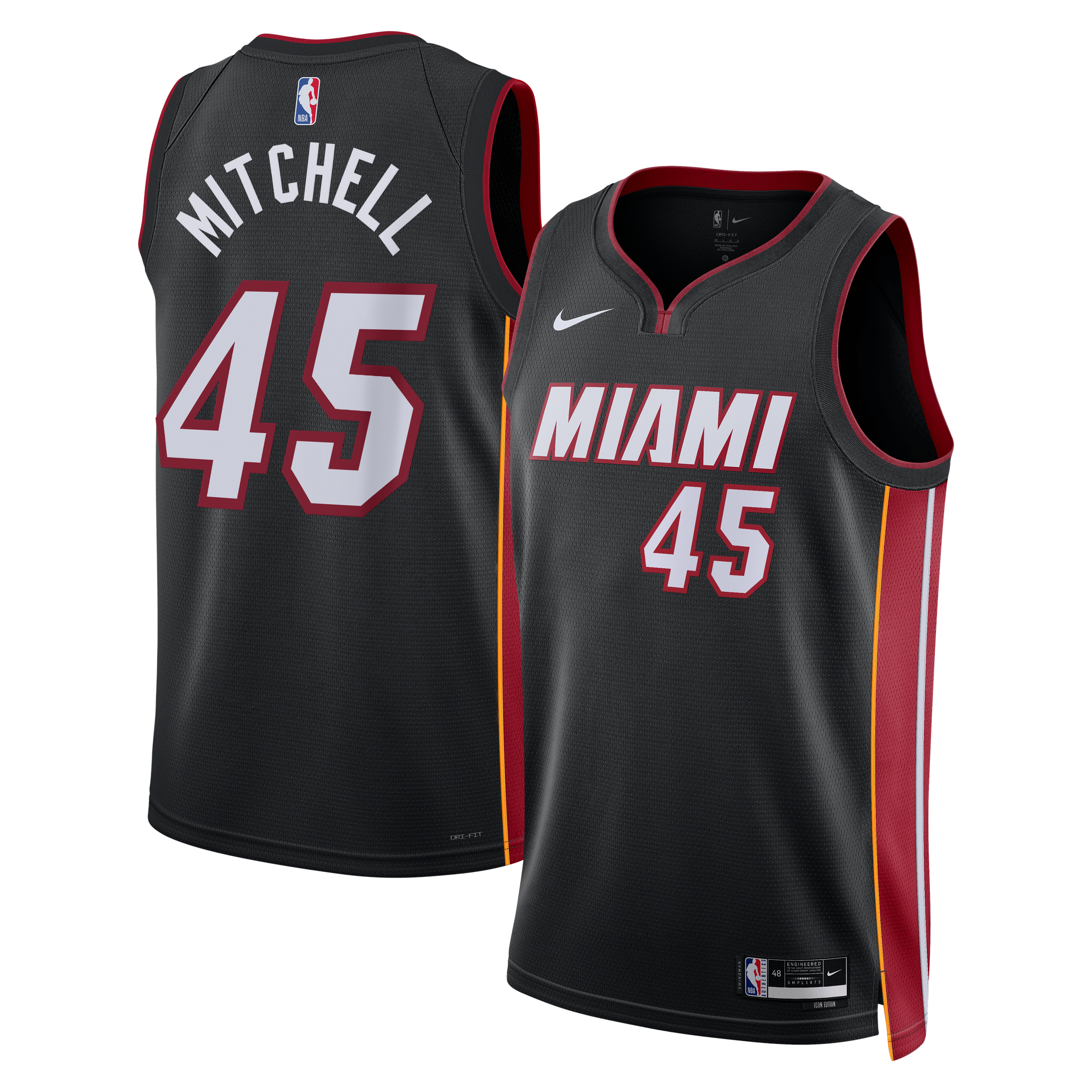 Miami Heat Nike Icon Edition Swingman-Trikot – Schwarz – Davion Mitchell – Unisex
