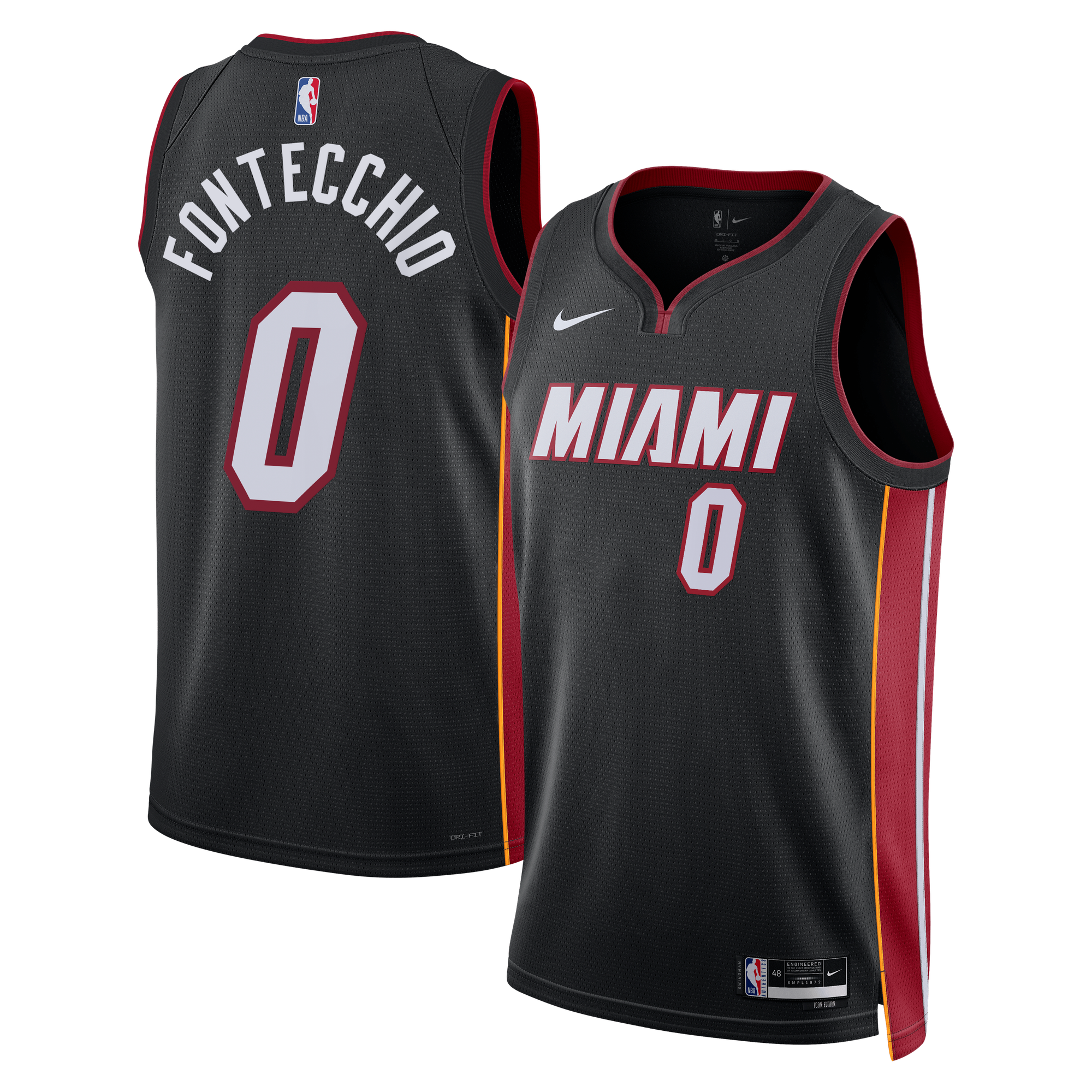 Camiseta Nike Icon Edition Swingman de los Miami Heat - Negra - Simone Fontecchio - Unisex