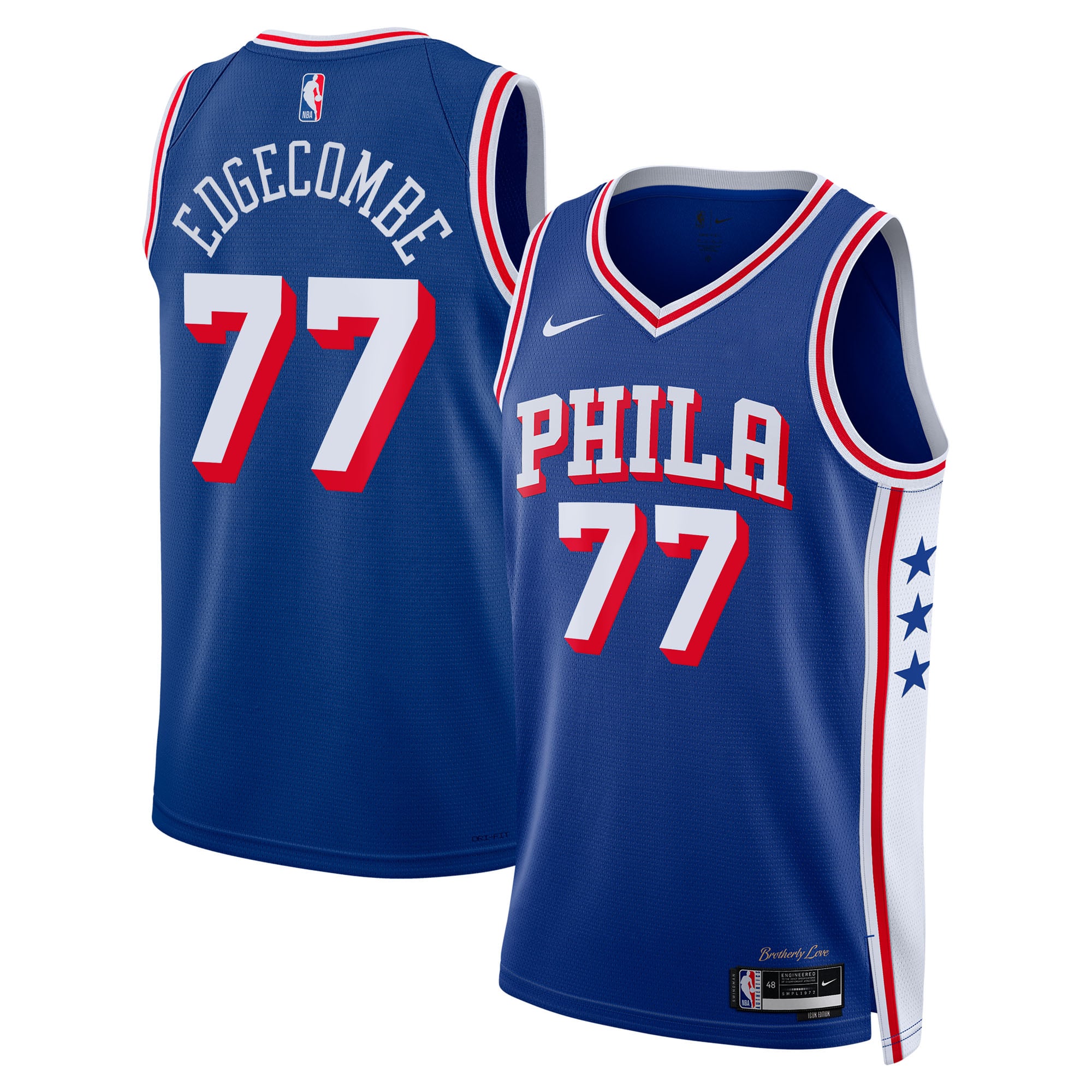 Camiseta Nike Icon Edition Swingman de los Philadelphia 76ers - Azul marino - VJ Edgecombe - Unisex