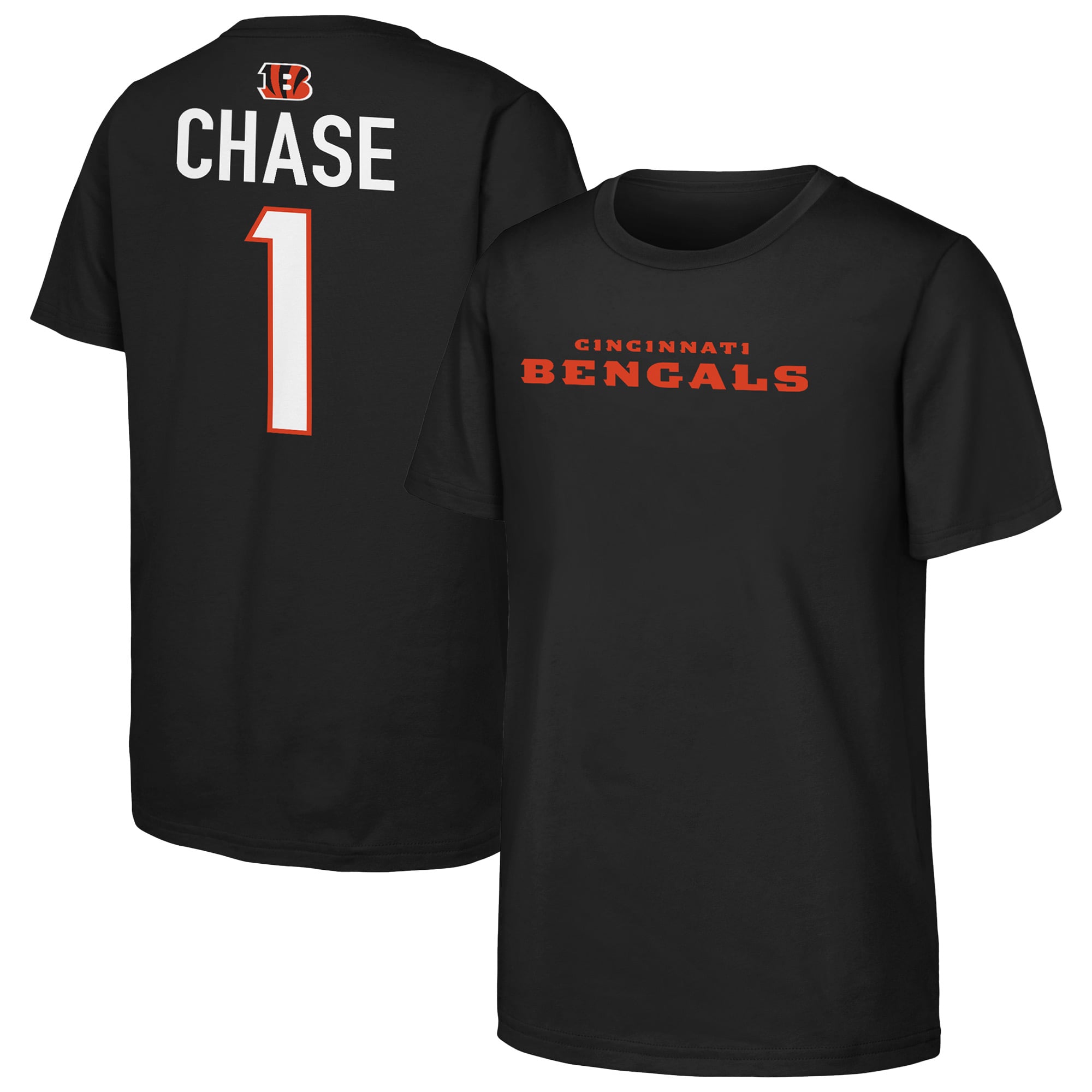 Youth Outerstuff Ja’Marr Chase Black Cincinnati Bengals Name & Number T-Shirt