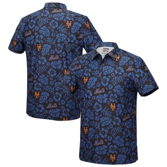 Men's Reyn Spooner  Black New York Mets Cooperstown Pua Performance Polo