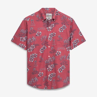Men's Reyn Spooner  Red Los Angeles Angels Kekai Performance Button-Down Tri-Blend Shirt