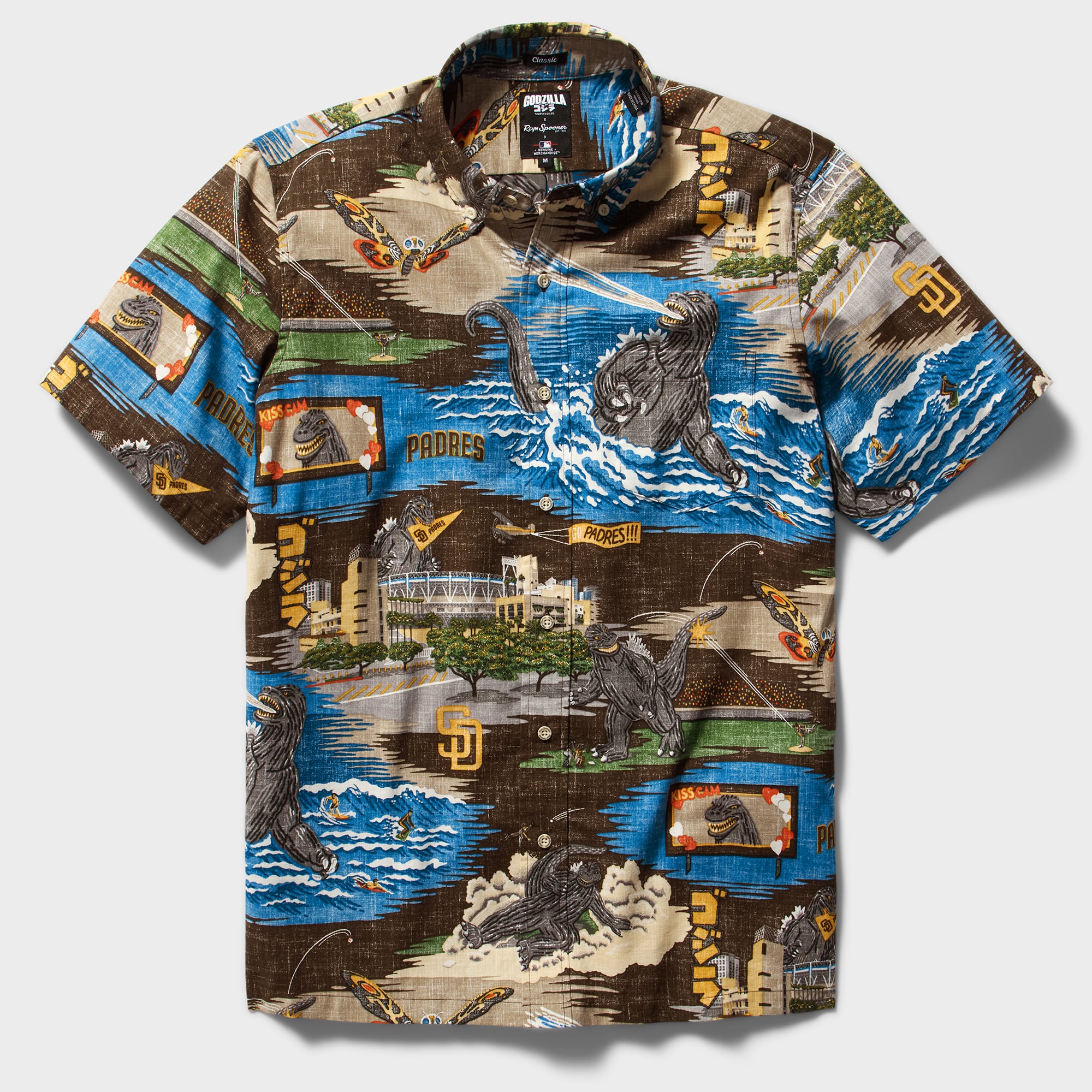 Men's Reyn Spooner  Brown San Diego Padres Godzilla Button-Down Shirt
