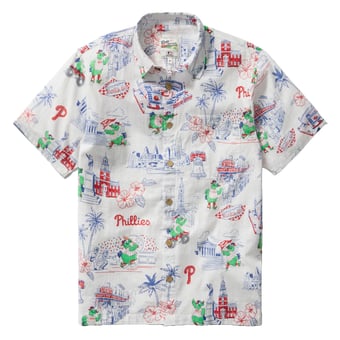 Men's Reyn Spooner  White Philadelphia Phillies Scenic Tri-Blend Button-Down Shirt