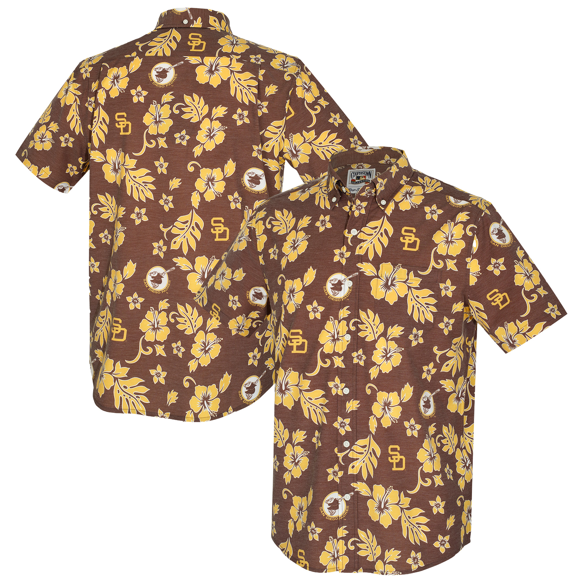Men's Reyn Spooner  Brown San Diego Padres Cooperstown Kekai Performance Button-Down Tri-Blend Top