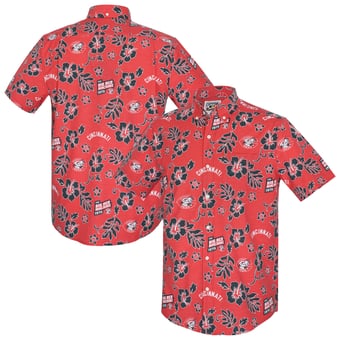 Men's Reyn Spooner  Red Cincinnati Reds Cooperstown Kekai Performance Button-Down Tri-Blend Top