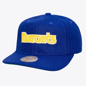 Men's Mitchell & Ness Blue Denver Nuggets Hardwood Classics Retro Roots Vintage Adjustable Hat