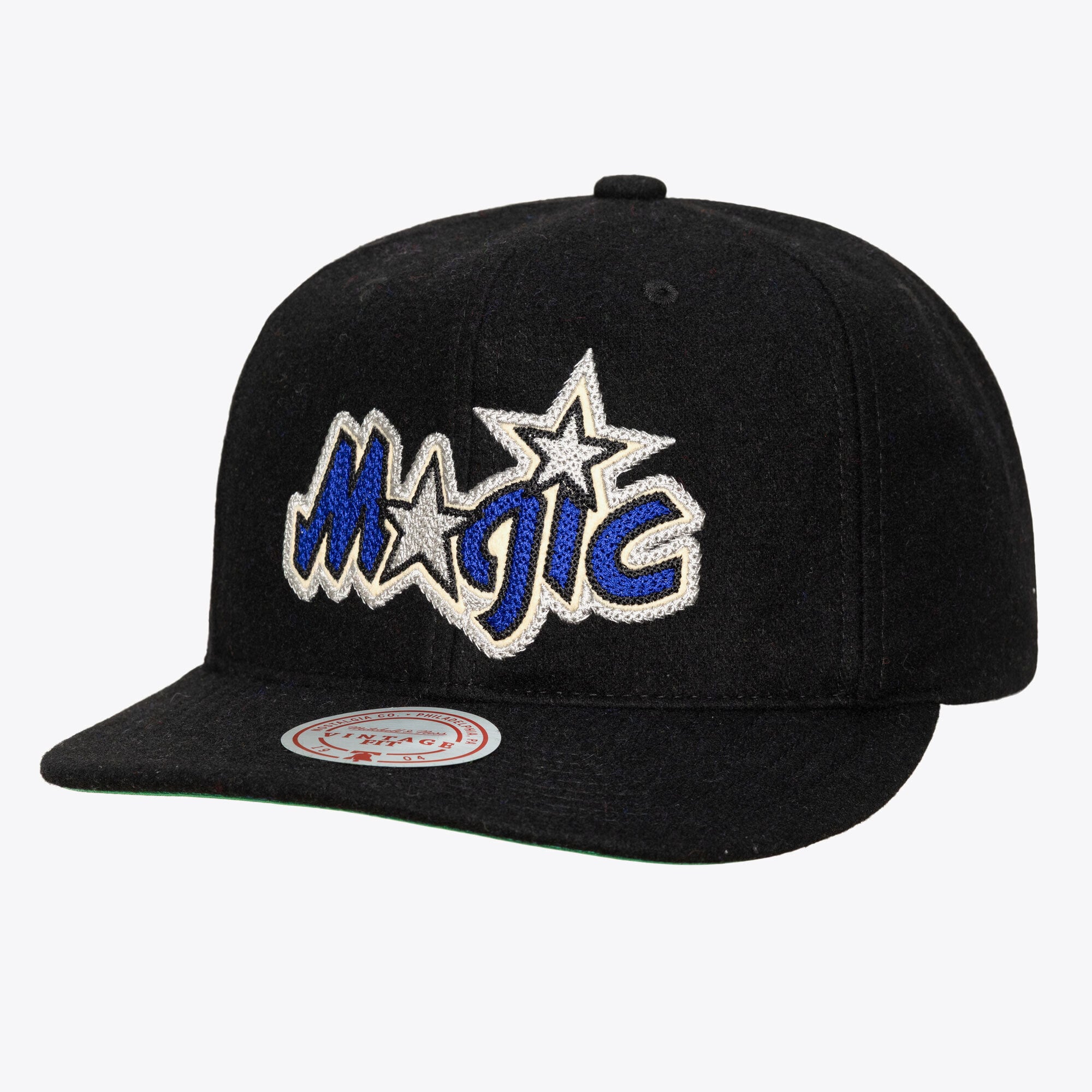 Men's Mitchell & Ness Black Orlando Magic Hardwood Classics Retro Roots Vintage Adjustable Hat