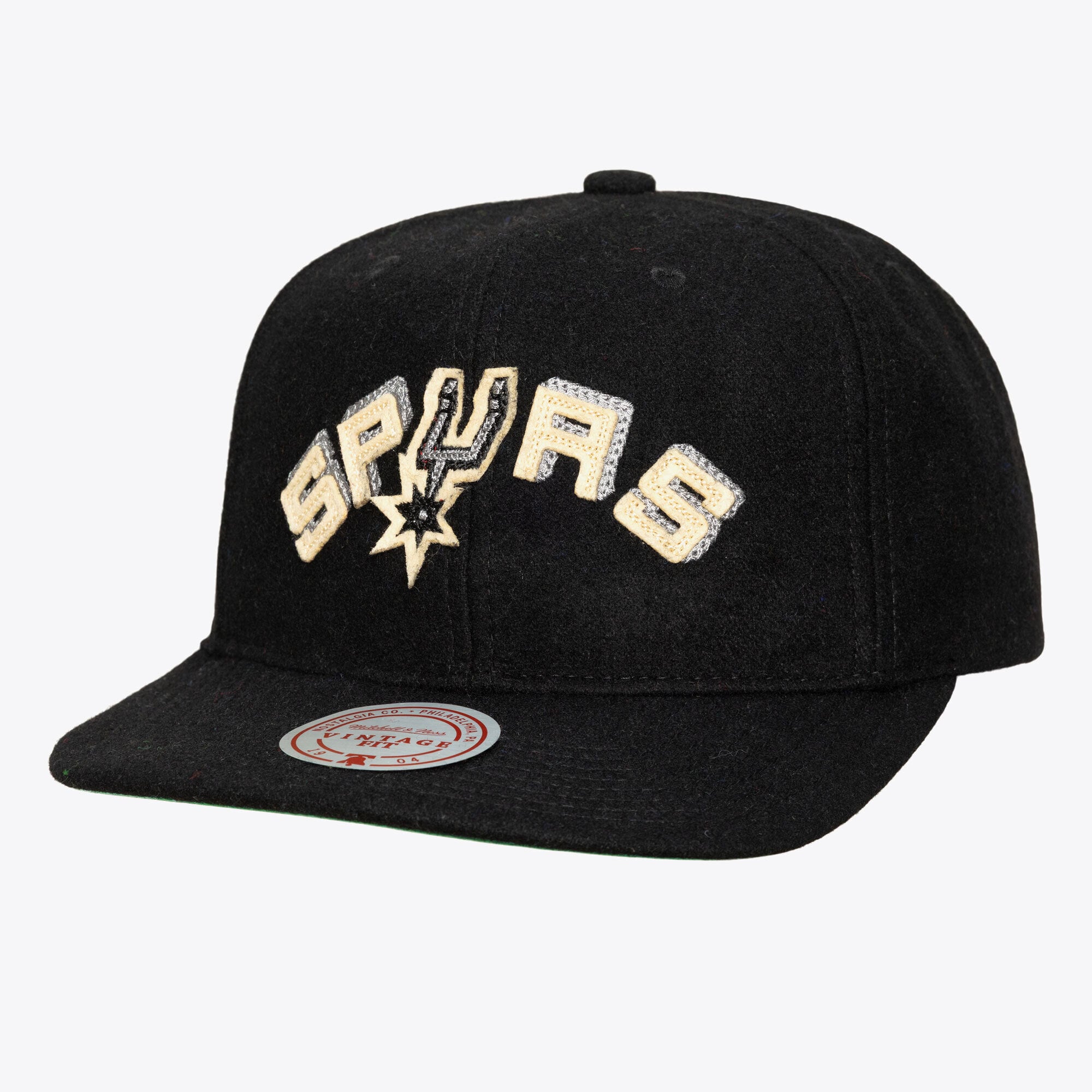 Men's Mitchell & Ness Black San Antonio Spurs Hardwood Classics Retro Roots Vintage Adjustable Hat