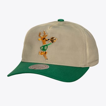 Men's Mitchell & Ness Cream Milwaukee Bucks Hardwood Classics Retro Roots Snapback Hat