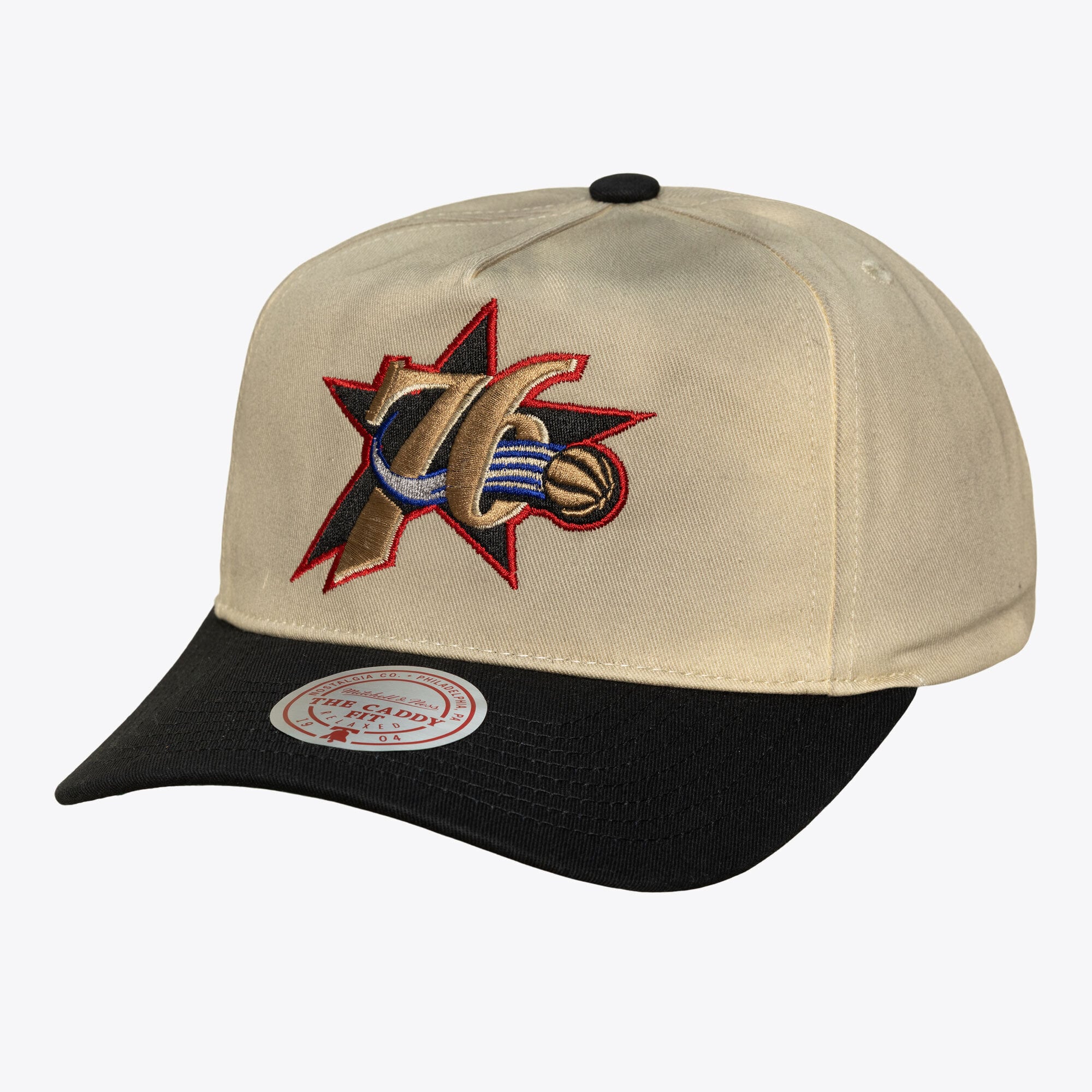 Men's Mitchell & Ness Cream Philadelphia 76ers Hardwood Classics Retro Roots Snapback Hat