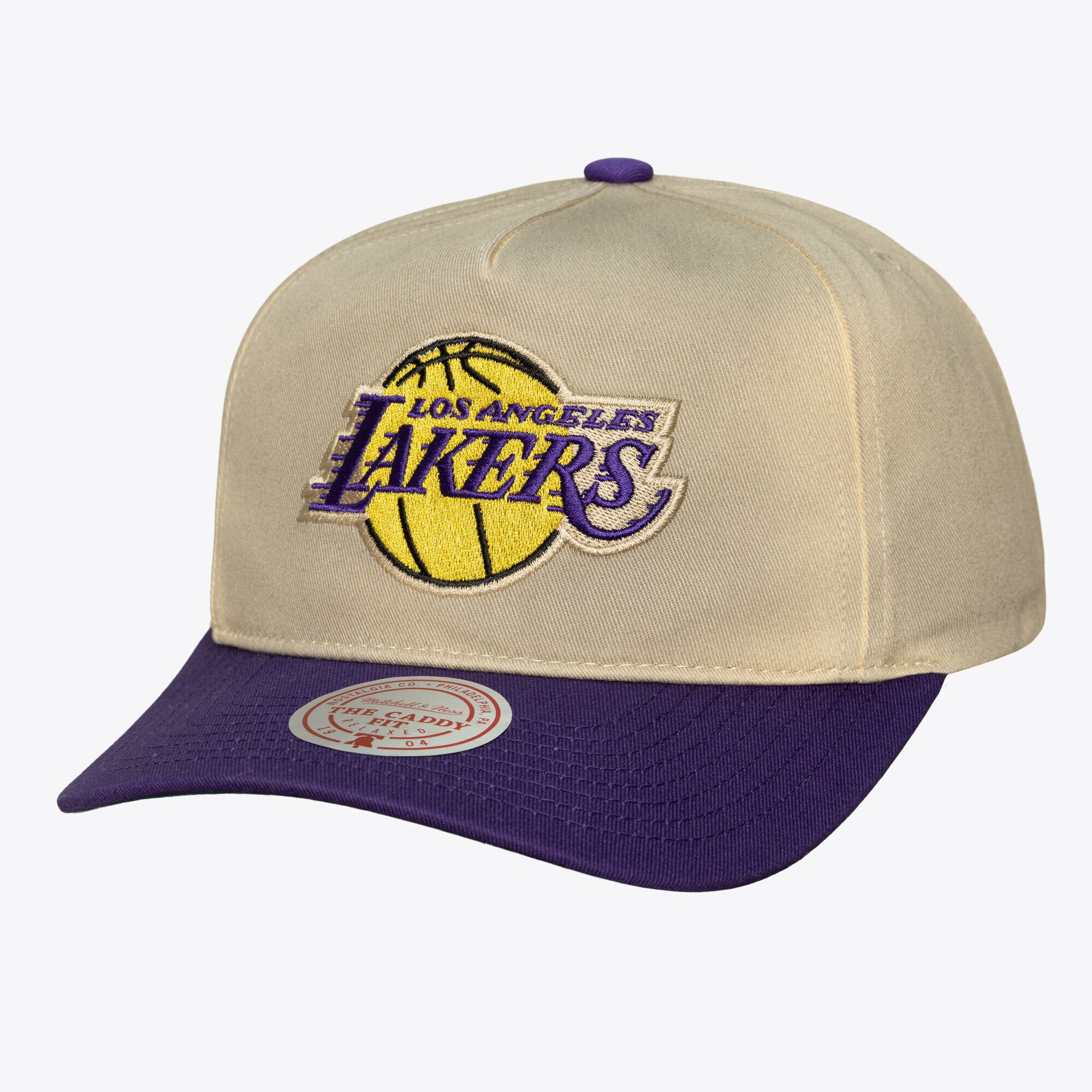 Men's Mitchell & Ness Cream Los Angeles Lakers Hardwood Classics Retro Roots Snapback Hat