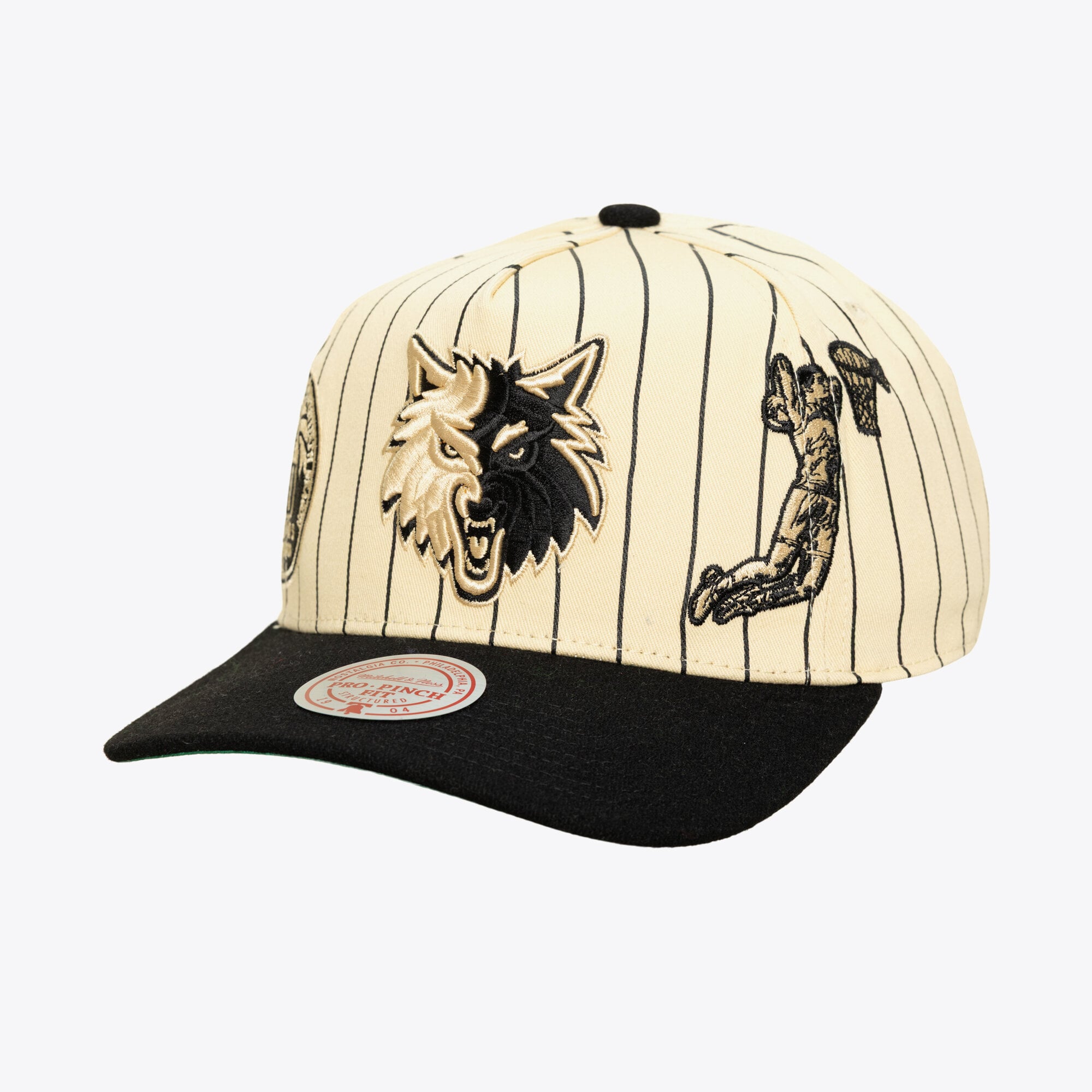 Men's Mitchell & Ness Cream Minnesota Timberwolves Hardwood Classics Retro Roots Stripe Pro Adjustable Hat