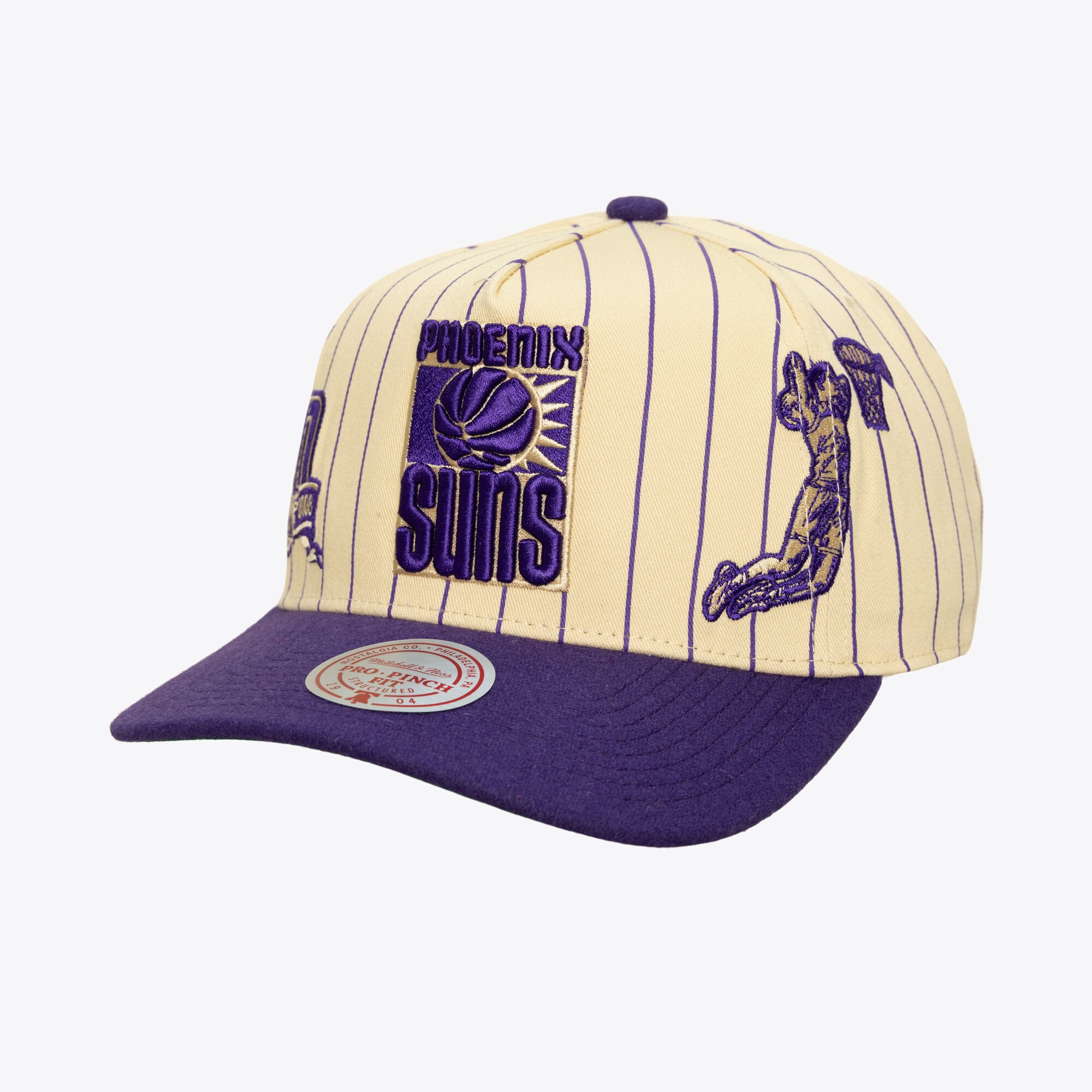 Men's Mitchell & Ness Cream Phoenix Suns Hardwood Classics Retro Roots Stripe Pro Adjustable Hat