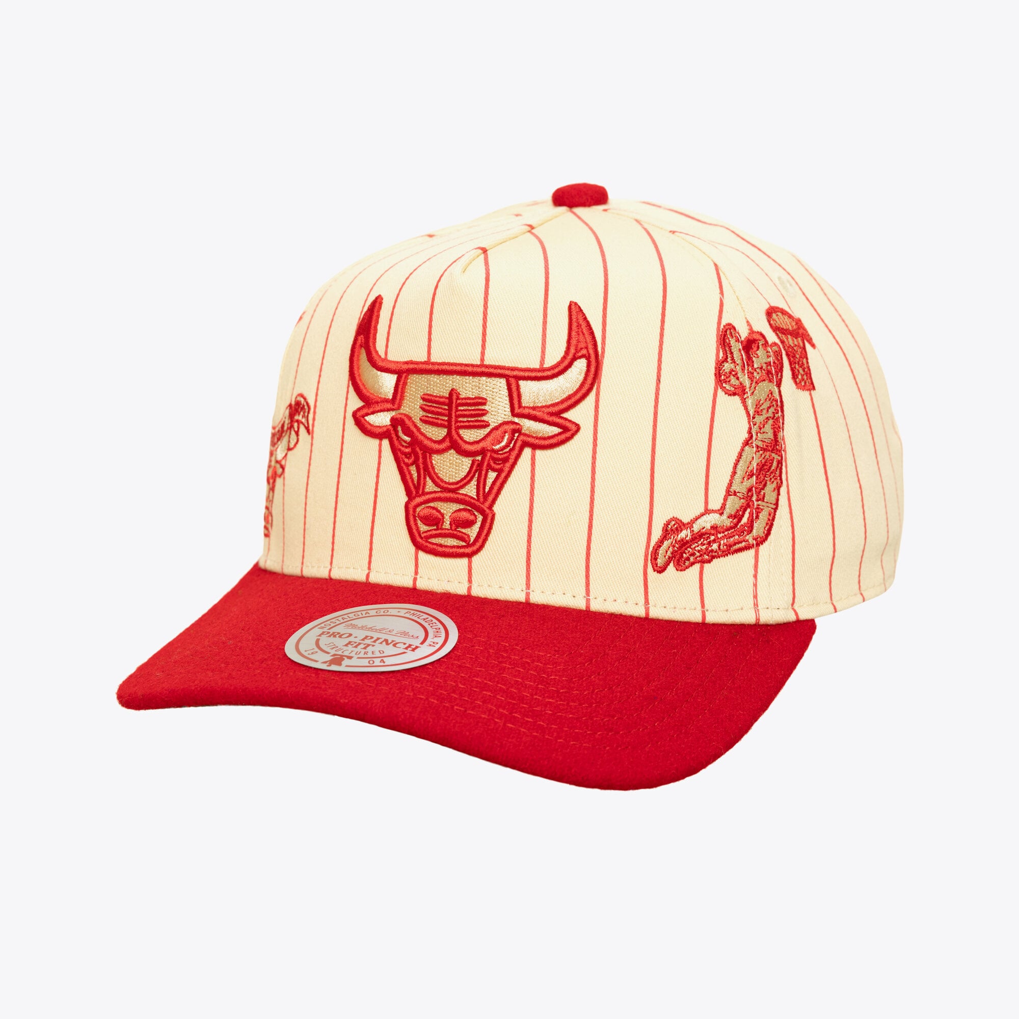 Men's Mitchell & Ness Cream Chicago Bulls Retro Roots Stripe Pro Adjustable Hat