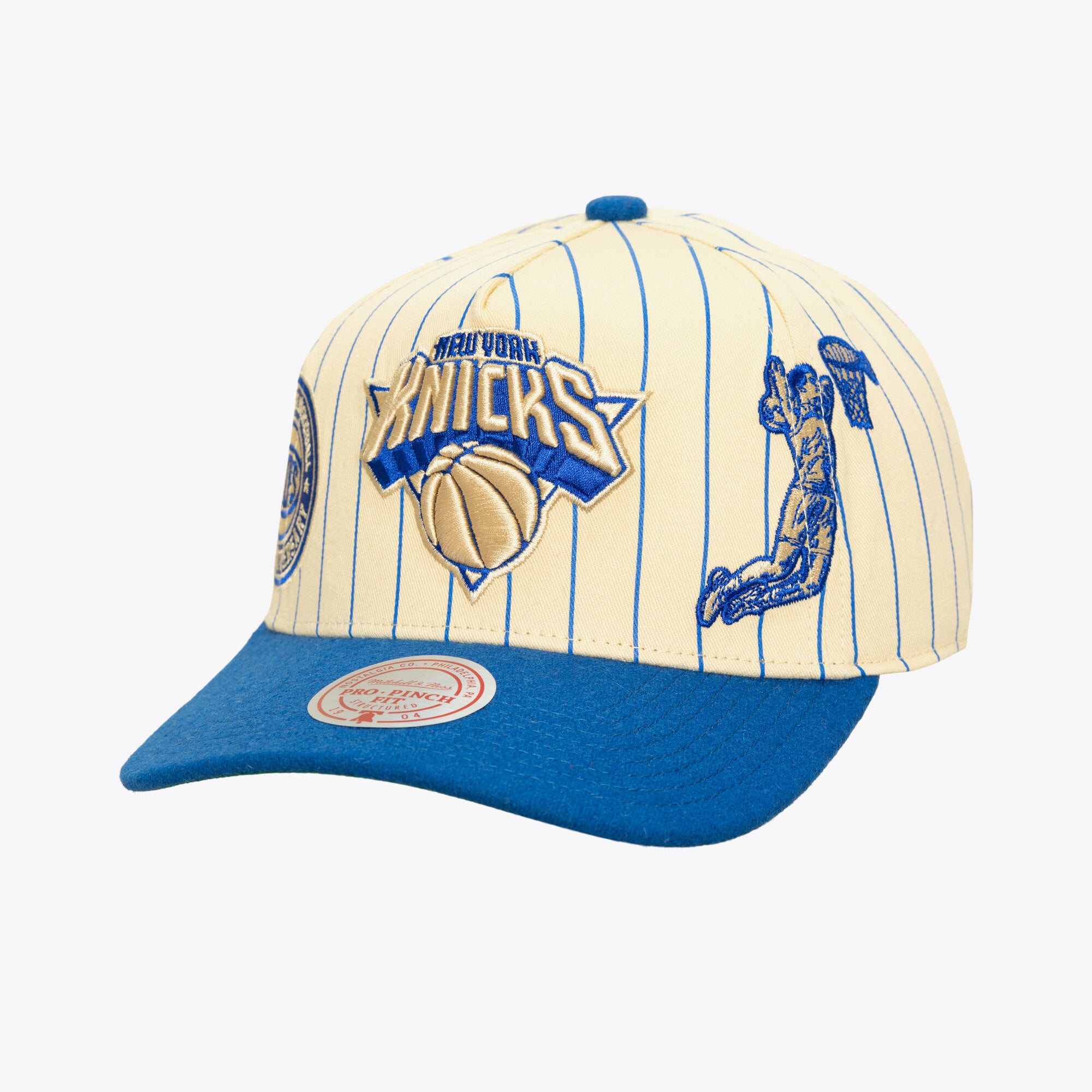 Men's Mitchell & Ness Cream New York Knicks Retro Roots Stripe Pro Adjustable Hat