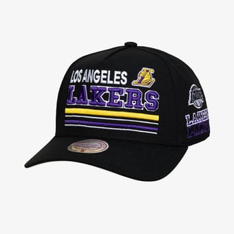 Men's Mitchell & Ness Black Los Angeles Lakers Triple Check Pro Snapback Hat