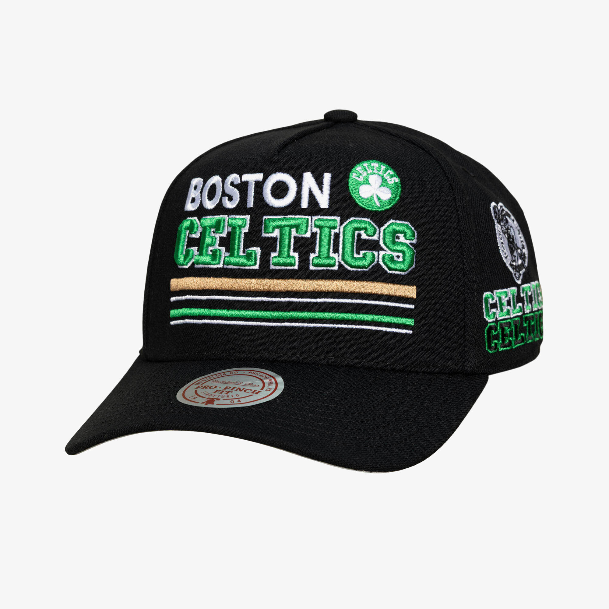 Men's Mitchell & Ness Black Boston Celtics Triple Check Pro Snapback Hat