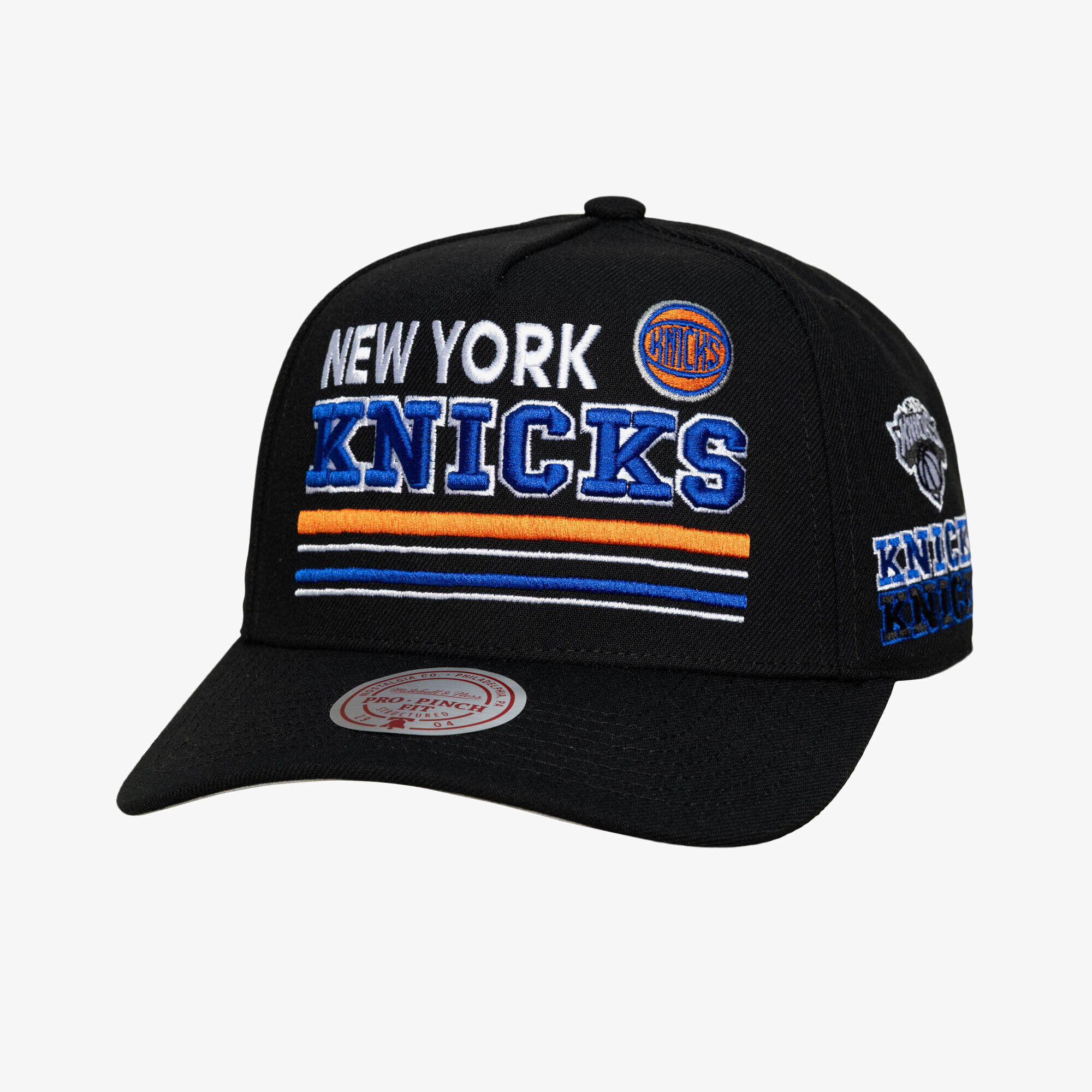 Men's Mitchell & Ness Black New York Knicks Triple Check Pro Snapback Hat