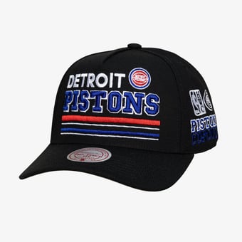 Men's Mitchell & Ness  Black Detroit Pistons Hardwood Classics Triple Check Pro Snapback Hat