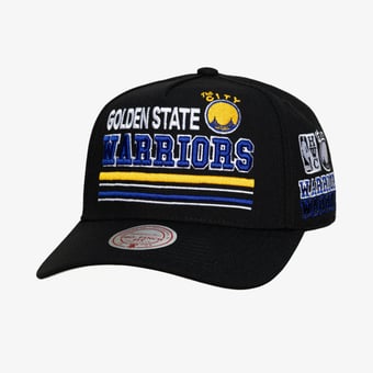 Men's Mitchell & Ness  Black Golden State Warriors Hardwood Classics Triple Check Pro Snapback Hat
