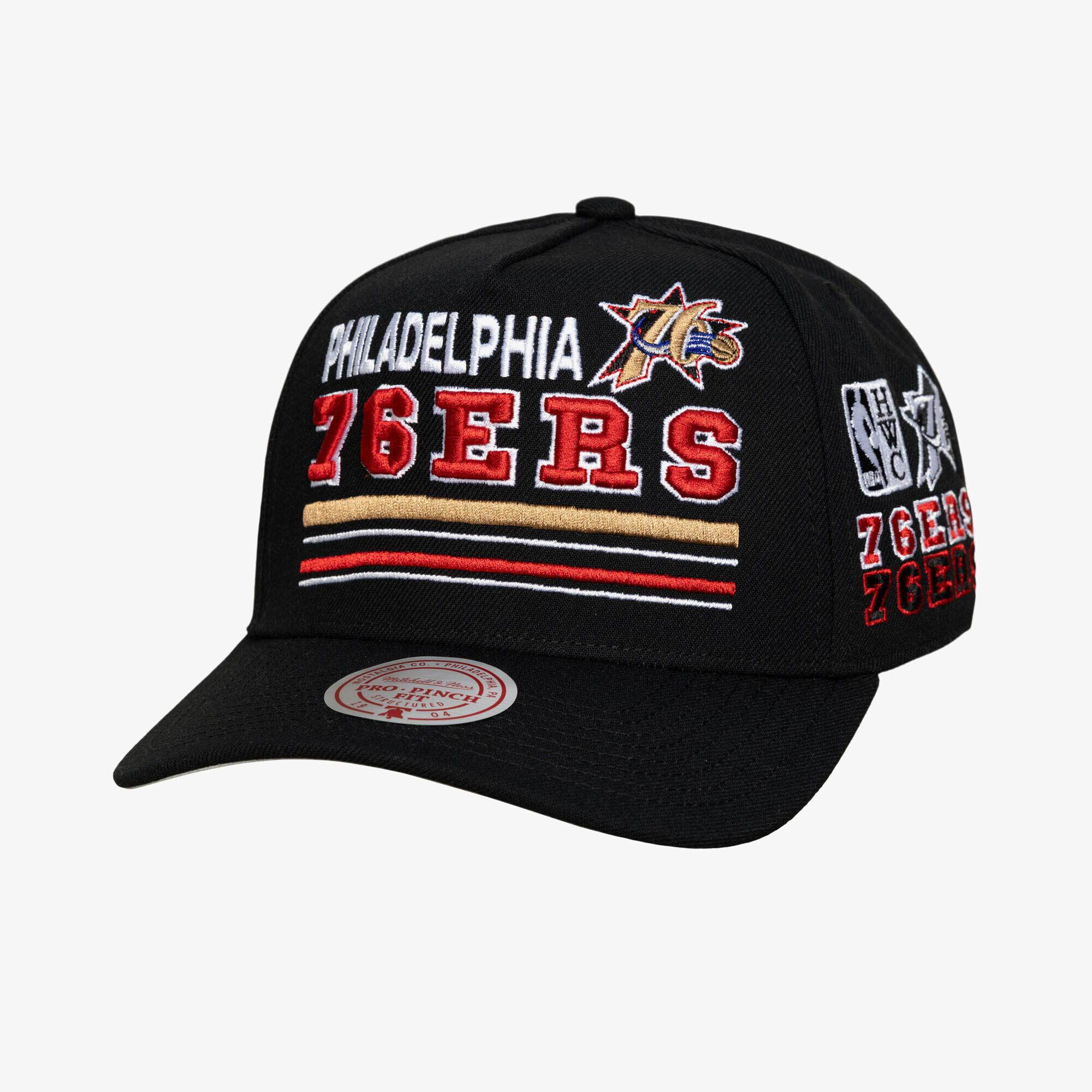 Mitchell & Ness Men's Black Philadelphia 76ers Hardwood Classics Triple Check Pro Snapback Hat - Black