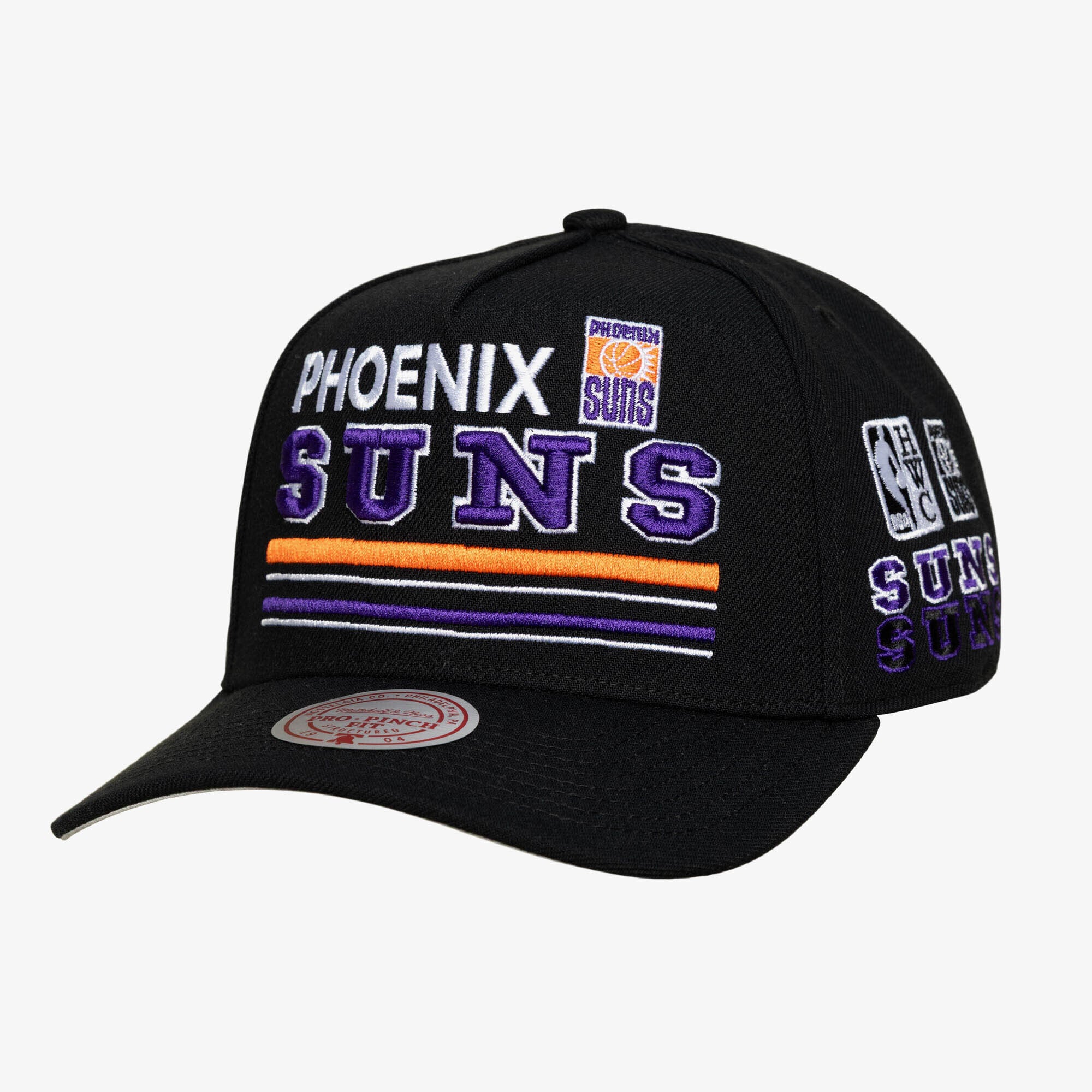 Men's Mitchell & Ness  Black Phoenix Suns Hardwood Classics Triple Check Pro Snapback Hat