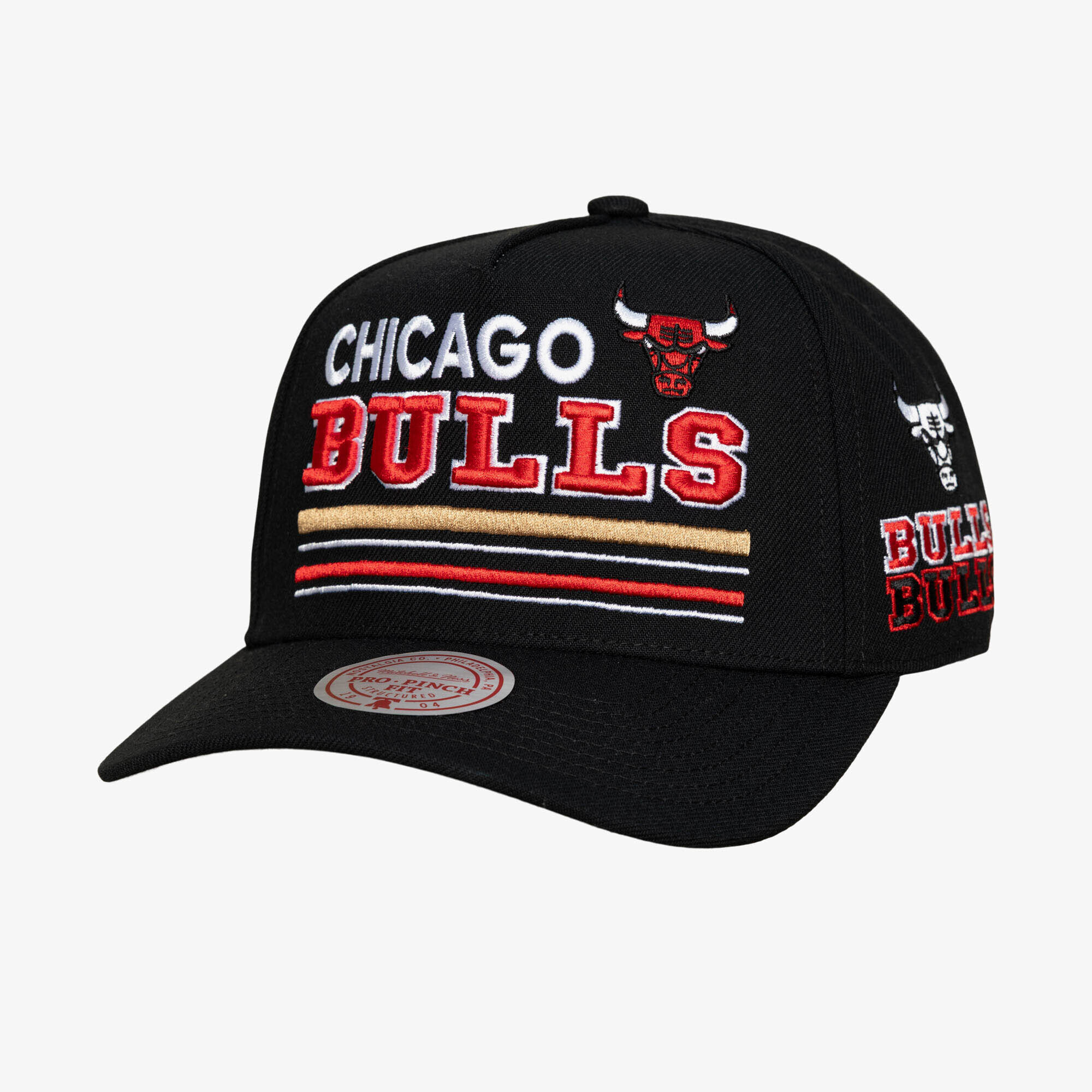 Men's Mitchell & Ness  Black Chicago Bulls Triple Check Pro Snapback Hat