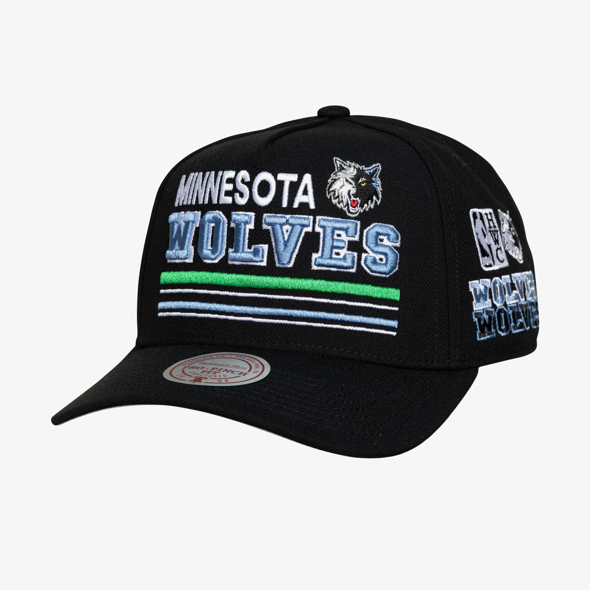 Men's Mitchell & Ness  Black Minnesota Timberwolves Hardwood Classics Triple Check Pro Snapback Hat