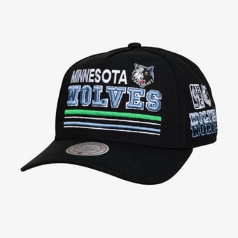 Men's Mitchell & Ness  Black Minnesota Timberwolves Hardwood Classics Triple Check Pro Snapback Hat